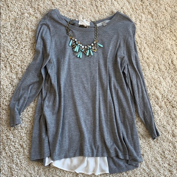 Grey mixed material lightweight sweater - Picture 2 of 5